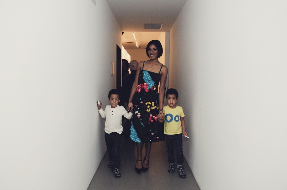 Alicia Hall Moran holding bother her sons