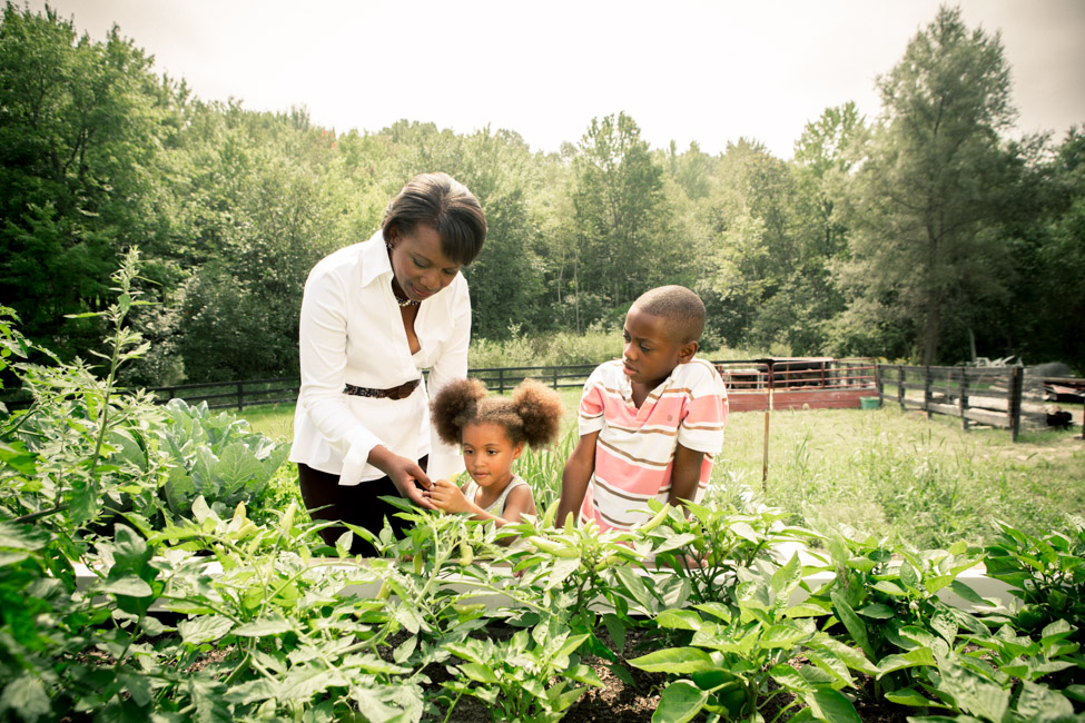 Candace Matthews outdoors with her youngest children