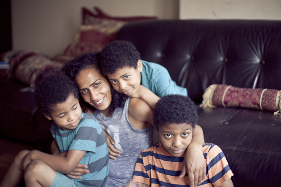 Shot of Hannan Saleh with her children