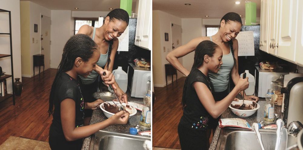 Stephanie Pope Caffey baking with her daughter