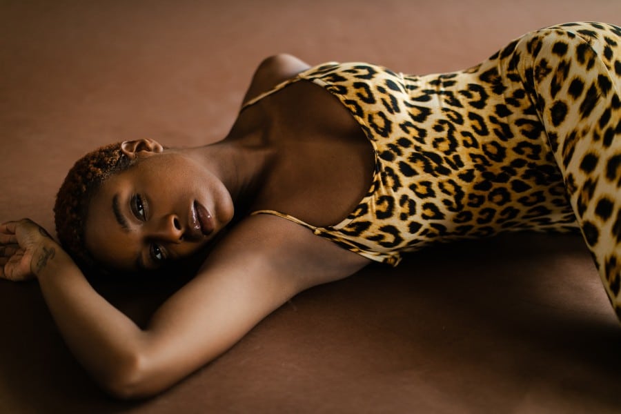 Arianna Jade in leopard body suit